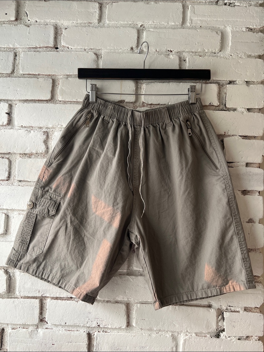 100% cotton Men's Casual Drawstring Cargo Shorts - grey Taupe